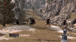 Biegnij teraz w górę strumienia i omiń pierwsze wejście do jaskini, a potem dotrzyj do miejsca, w którym droga zakręca w prawo (po lewej rośnie kwiat) - Zimne Góry (2) | Rozdział 3 | Władca Pierścieni Wojna na Północy - Władca Pierścieni: Wojna na Północy - poradnik do gry