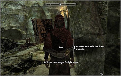 Zlokalizuj Nazira i podejdź do niego by rozpocząć z nim rozmowę (powyższy screen) - Chwała Sithisowi! (1) | Zadania Mrocznego Bractwa | Solucja Skyrim - Skyrim - poradnik, mapy, questy