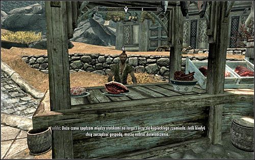 Anoriath najwięcej czasu spędza na prowadzeniu kramiku na rynku głównym w Białej Grani (powyższy screen) oraz przechadzając się uliczki miasta - Zlecenie- Zabij Anoriatha | Zadania Mrocznego Bractwa | Solucja Skyrim - Skyrim - poradnik, mapy, questy