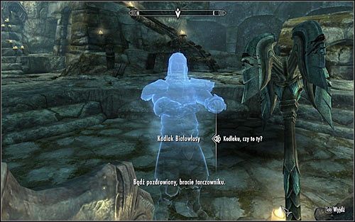 Podejdź do przebywającego w tym miejscu ducha Kodlaka Białowłosego (powyższy screen) i zainicjuj rozmowę - Chwała poległym (3) | Zadania Towarzyszy | Solucja Skyrim - Skyrim - poradnik, mapy, questy