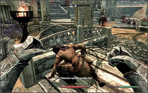 Walcz do momentu, w którym wyczerpany przeciwnik uklęknie (powyższy screen) - Osiłek do wynajęcia | Zadania Towarzyszy | Solucja Skyrim - Skyrim - poradnik, mapy, questy