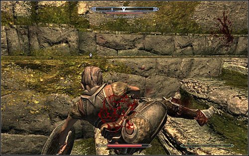 Po oczyszczeniu okolicy będziesz mógł wejść do środka i zająć się odnalezieniem przywódcy (powyższy screen) - Kłopoty w Skyrim | Zadania Towarzyszy | Solucja Skyrim - Skyrim - poradnik, mapy, questy