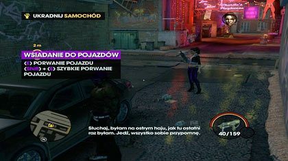 Kolejną misję zaczynamy od kradzieży auta (wsiadanie: E) - Przydadzą nam się spluwy | Kampania Saints Row The Third - Saints Row: The Third - poradnik do gry
