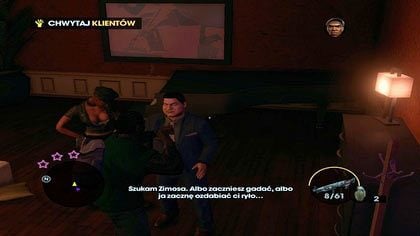 Grożąc klientom pobiciem (ku ich wyraźnemu zadowoleniu), dowiadujemy się gdzie jest właściciel - Powrót do Steelport | Kampania Saints Row The Third - Saints Row: The Third - poradnik do gry