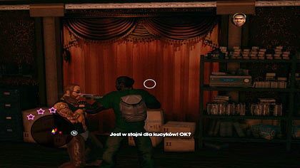 Po zabiciu kilku ochroniarzy tuż za drzwiami, przesłuchujemy właściciela wciskając klawisz E - Powrót do Steelport | Kampania Saints Row The Third - Saints Row: The Third - poradnik do gry