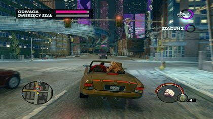 By wyjść z tej misji zwycięsko, warto wjechać na jedną z szerokich ulic, gdyż nawet przy pustym pasku ZWIERZĘCEGO SZAŁU, tygrysowi zdarza się zaatakować kierowcę, przez co gwałtownie skręca w lewo - Oko tygrysa (A) / Spójrz strachowi w oczy | Kampania Saints Row The Third - Saints Row: The Third - poradnik do gry