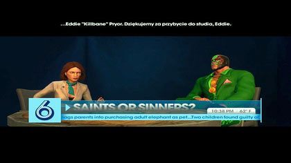 Spotykamy się z Kinzie u Uśmiechniętego Jacka, gdzie dowiadujemy się, iż dokładnie w tej chwili rozpoczął się wywiad z Killbanem - to najlepsza okazja, by go dorwać - Na żywo! Z Killbanem | Kampania Saints Row The Third - Saints Row: The Third - poradnik do gry