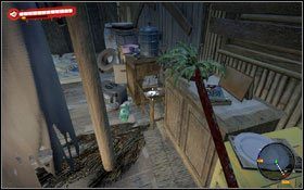 Na krześle między stolikami wewnątrz jednej z chatek w obozie na południu - Akt 3 | Dowody tożsamości w Dead Island - Dead Island - poradnik do gry
