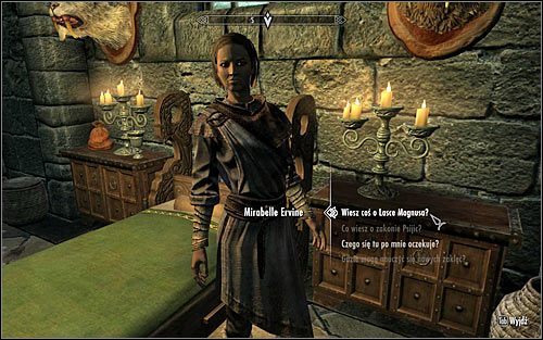 Mirabelle w zależności od pory dnia możesz odnaleźć na głównym placu Akademii, w Komnacie Żywiołów lub w jej sypialni w Komnacie Osiągnięć - Ujawnianie niewidocznego (1) | Questy Akademii w Zimowej Twierdzy | Skyrim - Skyrim - poradnik, mapy, questy