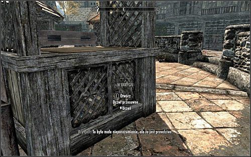 Podejdź do kramiku Madesiego i ustaw się przy przesuwanych drzwiach - Za obopólną korzyścią | Questy Gildii Złodziei | Solucja Skyrim - Skyrim - poradnik, mapy, questy