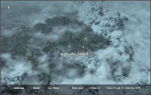 Posiadłość Złotoblask, do której musisz się udać, znajduje się pośrodku jeziora nieco na zachód od Pękniny - W otwarte karty | Questy Gildii Złodziei | Solucja Skyrim - Skyrim - poradnik, mapy, questy