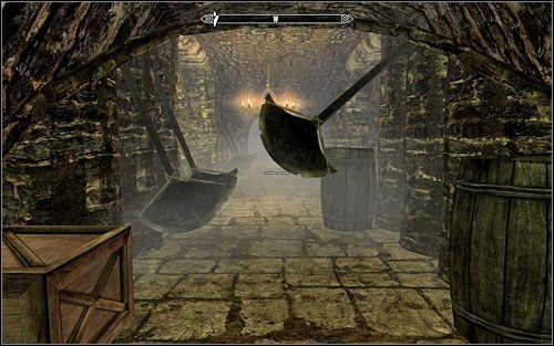 Przechodząc dalej, dotrzesz do drzwi chronionych przez kolejną pułapkę (strzałki z trucizną) - Pościg | Questy Gildii Złodziei | Solucja Skyrim - Skyrim - poradnik, mapy, questy