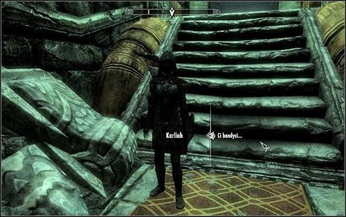 Po zjechaniu windą na niższy poziom podziemi, porozmawiaj z Karliah - Ślepota | Questy Gildii Złodziei | Solucja Skyrim - Skyrim - poradnik, mapy, questy