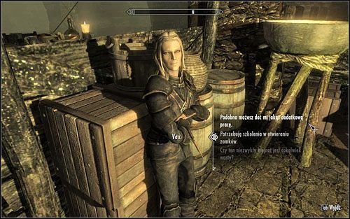 Vex jest ostatnią osobą, która próbowała włamać się do Posiadłości Złotoblask - niestety, nie udało się jej osiągnąć wyznaczonego przez Gildię celu, przez co obowiązek ten spadł na Twoje barki - Różne - Porozmawiaj z Vex i dowiedz się więcej o Gildii Złodziei | Questy Gildii Złodziei - Skyrim - poradnik, mapy, questy