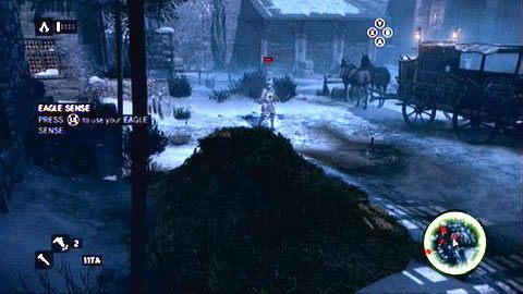 Ze swojego ukrycia zaznacz patrolującego teren strażnika i poczekaj, aż podejdzie dostatecznie blisko abyś mógł go zabić (X) - Sekwencja 1 - Niczym powrót do domu (5) | Opis przejścia - Assassins Creed: Revelations PC - kompletny poradnik do gry