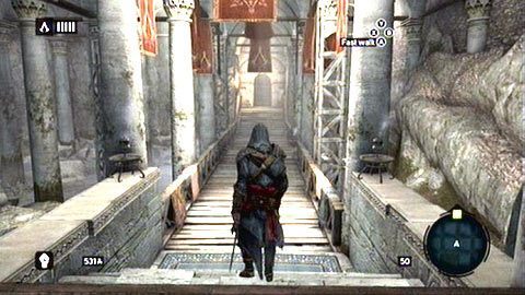 Gdy animacja dobiegnie końca, opuść budynek przez drzwi na końcu korytarza - Sekwencja 2 - Rozstaje świata (1,2) | Opis przejścia - Assassins Creed: Revelations PC - kompletny poradnik do gry