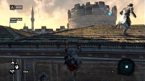 Skocz za twoim towarzyszem na sąsiedni dach, przytrzymując podczas skoku przycisk B - Sekwencja 2 - Rozstaje świata (3-5) | Opis przejścia - Assassins Creed: Revelations PC - kompletny poradnik do gry