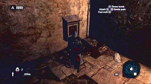 Po drugiej stronie na dole umieszczono kolejne skrzynki oraz szafkę do tworzenia bomb - Sekwencja 3 - Zgubione i znalezione (6) | Opis przejścia - Assassins Creed: Revelations PC - kompletny poradnik do gry