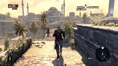 Po rozmowie z Yusufem, jak najszybciej zacznij biec za resztą asasynów w stronę zaznaczonego na mapie punktu - Sekwencja 4 - Bezlitosna wojna (1) | Opis przejścia Assassins Creed Revelations - Assassins Creed: Revelations PC - kompletny poradnik do gry