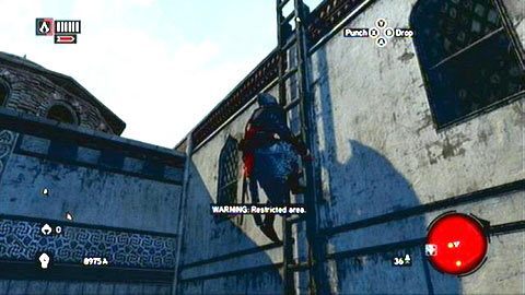 W drugim rogu będzie stała drabina, po której musisz się jak najszybciej wdrapać na górę - Sekwencja 4 - Bezlitosna wojna (2,3) | Opis przejścia - Assassins Creed: Revelations PC - kompletny poradnik do gry