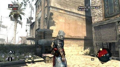 Gdy skończysz rozmawiać z Sofią, wejdź na skrzynię leżące na prawo od czwórki strażników - Sekwencja 4 - Bezlitosna wojna (2,3) | Opis przejścia - Assassins Creed: Revelations PC - kompletny poradnik do gry