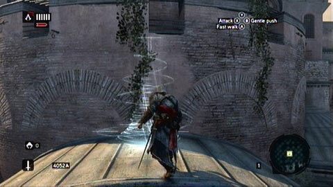 Po jego odkryciu możesz zeskoczyć na dół i udać się w zaznaczone miejsce - Sekwencja 4 - Bezlitosna wojna (4,5) | Opis przejścia - Assassins Creed: Revelations PC - kompletny poradnik do gry