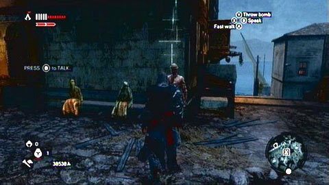 Po rozmowie z mężczyzną udaj się w zaznaczoną na mapie strefę i użyj Eagle Sense - Misje rekrutów (4-6) | Zadania dodatkowe Assassins Creed Revelations - Assassins Creed: Revelations PC - kompletny poradnik do gry