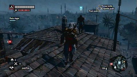 Na początku idź w zaznaczonym kierunku po dachach budynków - Misje mistrzów (6,7) | Zadania dodatkowe Assassins Creed Revelations - Assassins Creed: Revelations PC - kompletny poradnik do gry