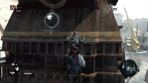 Przesuwając się po burcie okrętu, udaj się na jego tylną część - Dzielnica Bajazyda (18-34) | Fragmenty Danych Animusa - Assassins Creed: Revelations PC - kompletny poradnik do gry