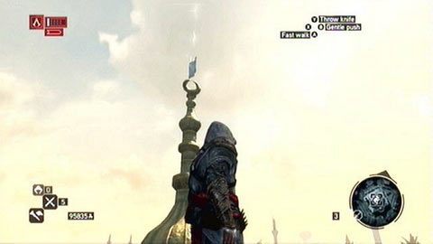 Pergamin unosi się nad iglicą kopuły - Lokalizacja stron | Karty wspomnień Ishaka Paszy Assassins Creed Revelations - Assassins Creed: Revelations PC - kompletny poradnik do gry