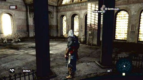 Przesuwając się w lewo, dotrzesz na wyże piętro budowli - Tajemnica Hagia Sofia (1) | Karty wspomnień Ishaka Paszy - Assassins Creed: Revelations PC - kompletny poradnik do gry