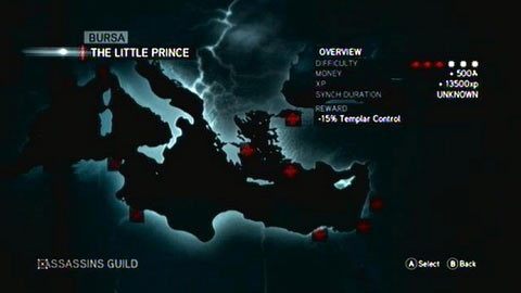Zadania mają zawsze określony poziom trudności, wskazywany przez czerwone kropki - Gildia Asasynów (1) | Kompendium wiedzy Assassins Creed Revelations - Assassins Creed: Revelations PC - kompletny poradnik do gry