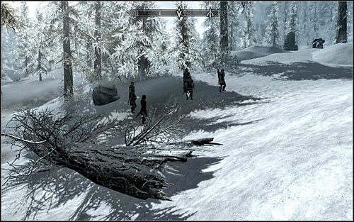 Po dotarciu w oznaczone przez grę miejsce rozejrzyj się za dowodzonym przez Rikke oddziałem (powyższy screen) i dołącz do niego - Wyszczerbiona Korona (1) | Questy Legionu Cesarskiego | Solucja Skyrim - Skyrim - poradnik, mapy, questy