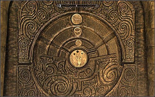 Możesz już podejść do ściany z symbolami i trzema interaktywnymi pierścieniami - Wyszczerbiona Korona (2) | Questy Legionu Cesarskiego | Solucja Skyrim - Skyrim - poradnik, mapy, questy