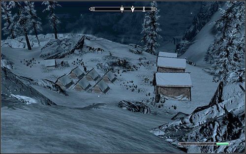 Poszukiwane obozowisko znajduje się wysoko w górach, tak więc warto rozważyć podróż konno - Ponowne zjednoczenie Skyrim (2) | Questy Legionu Cesarskiego | Solucja Skyrim - Skyrim - poradnik, mapy, questy