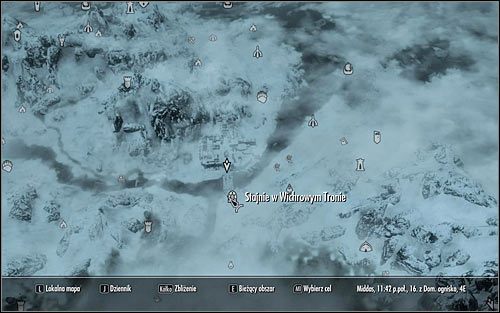 Otwórz mapę świata, a powinieneś zauważyć, że Wichrowy Tron zniknął chwilowo z listy lokacji, do których można się przenieść - Bitwa o miasto Wichrowy Tron | Questy Legionu Cesarskiego | Solucja Skyrim - Skyrim - poradnik, mapy, questy