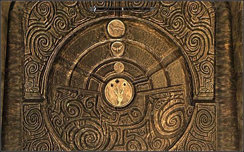 Możesz już podejść do ściany z symbolami i trzema interaktywnymi pierścieniami - Wyszczerbiona Korona (2) | Questy buntu Gromowładnych | Solucja Skyrim - Skyrim - poradnik, mapy, questy