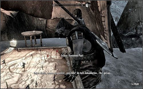 Otwórz mapę świata i powróć do miejsca pobytu Galmara, czyli do lokacji Obóz Gromowładnych w Hjaalmarch - Fałszywy front | Questy buntu Gromowładnych | Solucja Skyrim - Skyrim - poradnik, mapy, questy