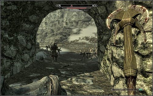 Niezależnie od wybranej taktyki działania, musisz prowadzić walki do momentu, w którym współczynnik siły wrogich wojsk wskaże wartość 0% - Bitwa o fort Śnieżny Jastrząb | Questy buntu Gromowładnych | Solucja Skyrim - Skyrim - poradnik, mapy, questy