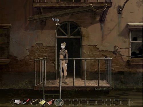 Szczotką ściągnij drabinę i wespnij się po niej na balkon piętro wyżej - Znajdź Nigela | Rozdział 1 - Ołowiane powietrze | A New Beginning Odrodzenie - A New Beginning: Odrodzenie - poradnik do gry