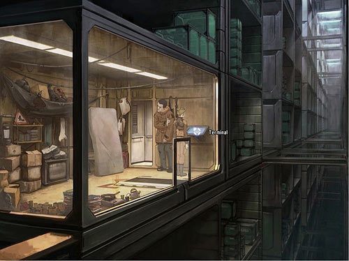 Następnie skorzystaj z terminala w ścianie (tuż przy mężczyźnie) - Zdobądź kasetę | Rozdział 2 - Noc w hotelu Global | A New Beginning - A New Beginning: Odrodzenie - poradnik do gry