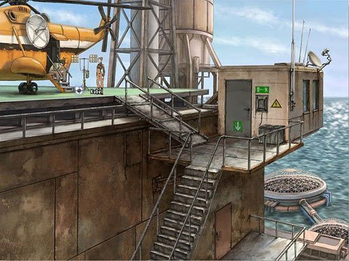 Zgodnie z jego radą weź leżący przy antenie kabel, a ponieważ jest dość krótki, połącz jego koniec z górną częścią poręczy schodów - Skontaktuj się z resztą ekipy | Rozdział 5 - Atlas #1 | A New Beginning - A New Beginning: Odrodzenie - poradnik do gry