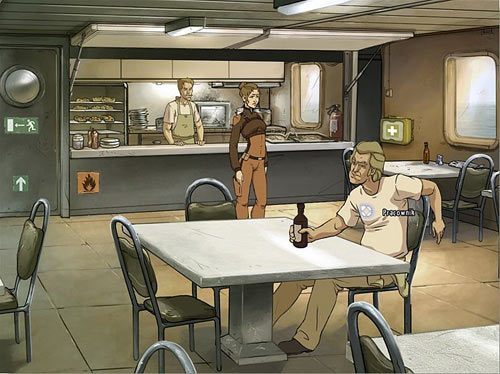 Porozmawiaj z mężczyzną przy stoliku - dowiesz się, w jaki sposób nakłania on spawacza do pracy - Nakłoń robotnika do pracy (1) | Rozdział 5 - Atlas #1 | A New Beginning - A New Beginning: Odrodzenie - poradnik do gry