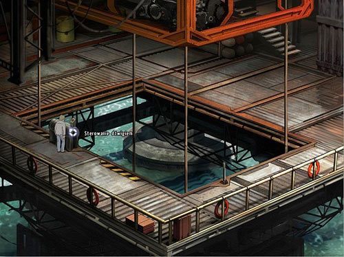 Znalazłszy się nad stacją alg delta jako Bent, przejdź w lewą część platformy i przyciskiem na pulpicie sterowniczym uruchom dźwig - Zbadaj, co było przyczyną pożaru w stacji alg | Rozdział 5 - Atlas #1 - A New Beginning: Odrodzenie - poradnik do gry