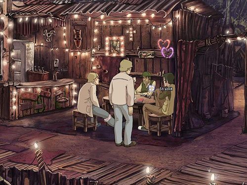 Przejdź w prawo i zagadnij siedzących przy stoliku Oggyego, Duvea i strażnika - Zdobądź kluczyki do łodzi (1) | Rozdział 7 - Bent Svensson nie żyje - A New Beginning: Odrodzenie - poradnik do gry