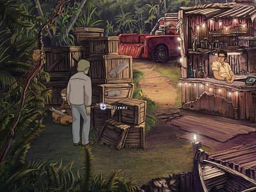 Do zreperowania steru (z prawej strony ślizgacza) potrzebne jest płótno, które zwędziłeś z zaplecza baru, oraz zszywacz tapicerski, który znajdziesz na skrzynkach (na lewo od baru, tam gdzie siedzi Fay) - Napraw ślizgacz i pozbądź się strażnika | Rozdział 7 - Bent Svensson nie żyje - A New Beginning: Odrodzenie - poradnik do gry