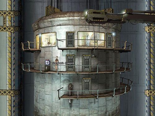 Dziewczyna pojawi się piętro niżej, gdzie opuść wajchę sterującą dźwigiem (po lewej) - Uruchom mechanizm | Rozdział 8 - Plan Feniks | A New Beginning - A New Beginning: Odrodzenie - poradnik do gry