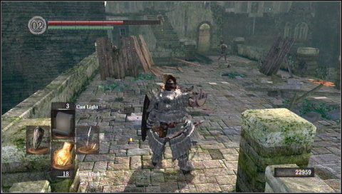 Za kusznikiem po lewej w wieży jest ognisko - rozpalamy je - Undead Burg (1) | Opis przejścia Dark Souls - Dark Souls - poradnik do gry