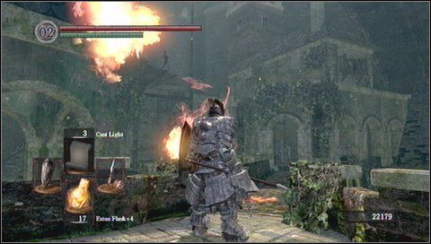 Najlepiej podbiec do przodu, wejść do komnaty i wybiec z powrotem przed most - Undead Burg (2) | Opis przejścia Dark Souls - Dark Souls - poradnik do gry