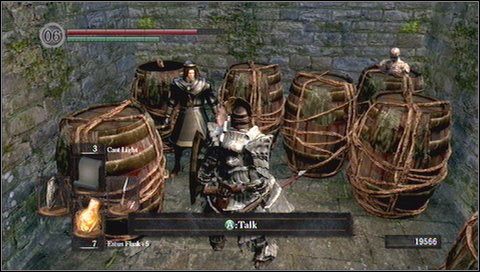 Idąc dalej w tę stronę trafimy do końca trasy - zobaczymy tu kilku żołnierzy z pochodniami - Undead Burg - Depths | Opis przejścia Dark Souls - Dark Souls - poradnik do gry